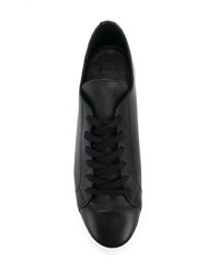 schwarze Leder niedrige Sneakers von Wood Wood