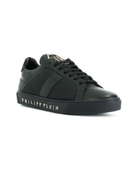 schwarze Leder niedrige Sneakers von Philipp Plein