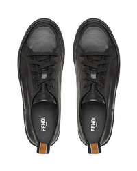 schwarze Leder niedrige Sneakers von Fendi