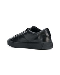 schwarze Leder niedrige Sneakers von Santoni