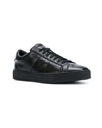 schwarze Leder niedrige Sneakers von Santoni