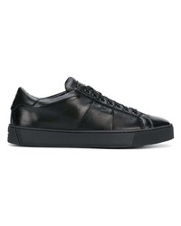 schwarze Leder niedrige Sneakers von Santoni