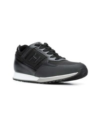 schwarze Leder niedrige Sneakers von Hogan