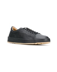 schwarze Leder niedrige Sneakers von Jil Sander