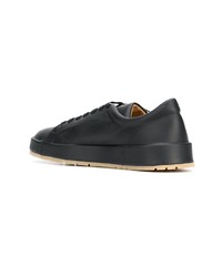 schwarze Leder niedrige Sneakers von Jil Sander