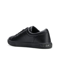 schwarze Leder niedrige Sneakers von Versace Jeans