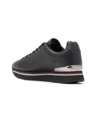 schwarze Leder niedrige Sneakers von Emporio Armani