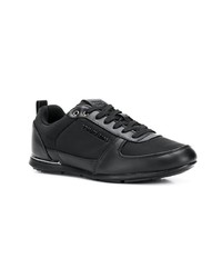 schwarze Leder niedrige Sneakers von Versace Jeans