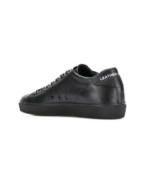 schwarze Leder niedrige Sneakers von Leather Crown