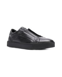 schwarze Leder niedrige Sneakers von Santoni