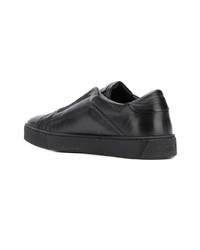 schwarze Leder niedrige Sneakers von Santoni