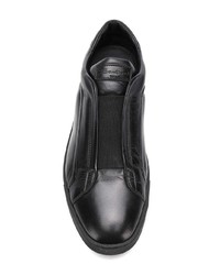 schwarze Leder niedrige Sneakers von Santoni