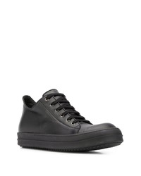 schwarze Leder niedrige Sneakers von Rick Owens