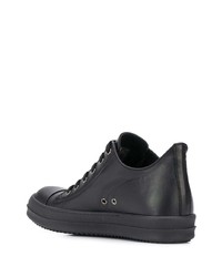 schwarze Leder niedrige Sneakers von Rick Owens