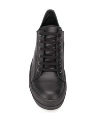 schwarze Leder niedrige Sneakers von Rick Owens