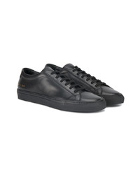 schwarze Leder niedrige Sneakers von Common Projects