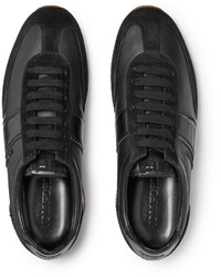 schwarze Leder niedrige Sneakers von Tom Ford