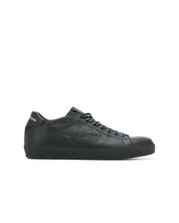 schwarze Leder niedrige Sneakers von Leather Crown