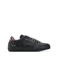 schwarze Leder niedrige Sneakers von Leather Crown