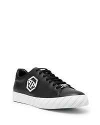 schwarze Leder niedrige Sneakers von Philipp Plein