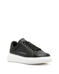 schwarze Leder niedrige Sneakers von John Richmond