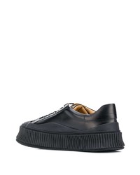 schwarze Leder niedrige Sneakers von Jil Sander