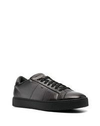 schwarze Leder niedrige Sneakers von Santoni