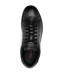 schwarze Leder niedrige Sneakers von Santoni