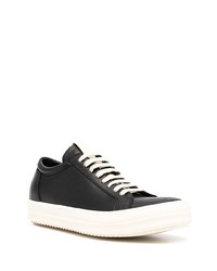 schwarze Leder niedrige Sneakers von Rick Owens