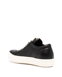 schwarze Leder niedrige Sneakers von Rick Owens