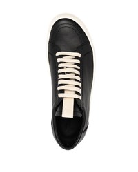 schwarze Leder niedrige Sneakers von Rick Owens