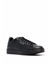 schwarze Leder niedrige Sneakers von Emporio Armani