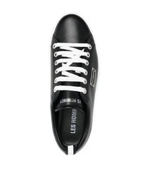 schwarze Leder niedrige Sneakers von Les Hommes