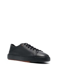 schwarze Leder niedrige Sneakers von Santoni