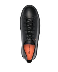 schwarze Leder niedrige Sneakers von Santoni