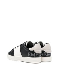 schwarze Leder niedrige Sneakers von Emporio Armani