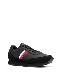 schwarze Leder niedrige Sneakers von Tommy Hilfiger