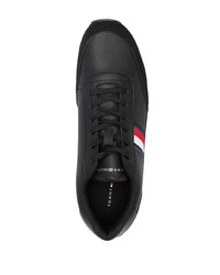 schwarze Leder niedrige Sneakers von Tommy Hilfiger