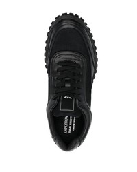 schwarze Leder niedrige Sneakers von Emporio Armani