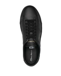 schwarze Leder niedrige Sneakers von Santoni