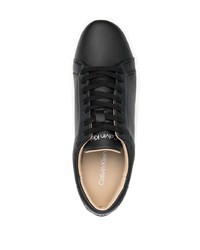 schwarze Leder niedrige Sneakers von Calvin Klein