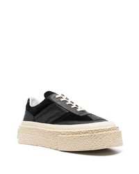 schwarze Leder niedrige Sneakers von MM6 MAISON MARGIELA