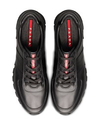 schwarze Leder niedrige Sneakers von Prada