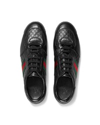 schwarze Leder niedrige Sneakers von Gucci