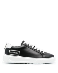 schwarze Leder niedrige Sneakers von Les Hommes