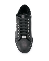 schwarze Leder niedrige Sneakers von Philipp Plein