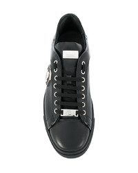 schwarze Leder niedrige Sneakers von Philipp Plein