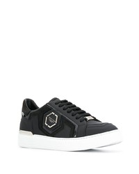 schwarze Leder niedrige Sneakers von Philipp Plein