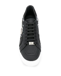 schwarze Leder niedrige Sneakers von Philipp Plein