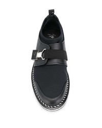 schwarze Leder niedrige Sneakers von Giuseppe Zanotti